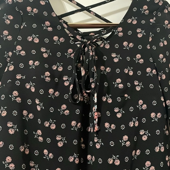 Xhilaration Black Dress with Pink and White Floral Print Size XS - Picture 6 of 9